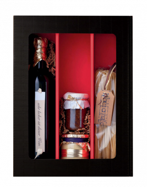 FS 3er Weinkarton schwarz innen rot